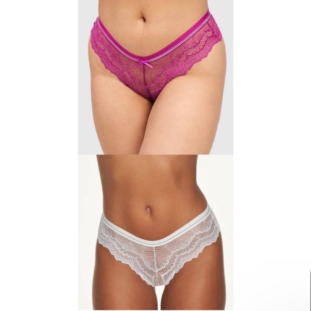 NWT Frederick’s of Hollywood 3 Pack Bundle Caroline Panties in White and Purple
